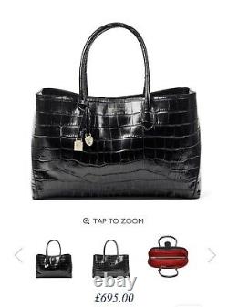 Aspinal of London London Tote Bag in Deep Shine Black SoftCroc RRP£675 +Gift Bag