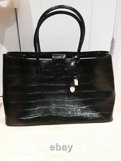 Aspinal of London tote bag -RRP£650 large/ leather deep Shine Black Soft Croc