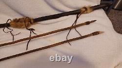 Authentic Native American Handmade, Handcarved Bow, and (2) Arrows