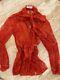 BALENCIAGA Red French Lace Blouse Size 36, Never Worn