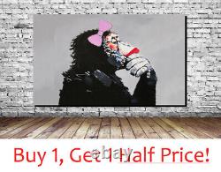 BANKSY MONKEY WITH BOW CANVAS WALL ART PRINT Banksy Gorilla Picture
