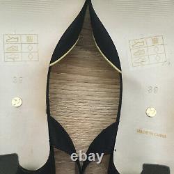 BNWOB Jacques Vert Slingback Shoes UK6 EU39 US8 with Matching Bag Navy & Lime