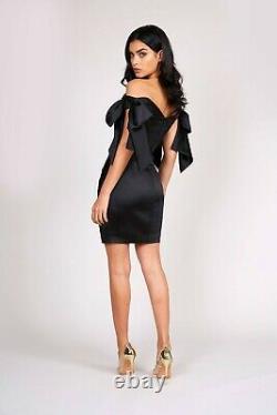 BNWT Nadine Merabi Candice Black Off Shoulder Satin Bow Cocktail Party Dress XL