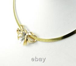 Beautiful Diamond Accented Bow Slide 14k Yellow Gold Handmade Pendant Nib # 590