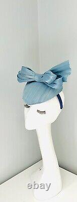Blue Silk Abaca Bow Fascinator