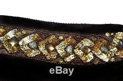 Blumarine Handmade Embroidered Beads Sequins Bow Decorated Brown Knitted Sweater
