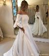 Boho Sexy White Satin Off the shoulder Bridal Gowns Plus Size Wedding Dresses