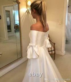 Boho Sexy White Satin Off the shoulder Bridal Gowns Plus Size Wedding Dresses