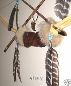 Bow & Arrow w Hand Carved Indian Head Grip Native American made Shoshone #01