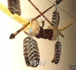 Bow & Arrow w Hand Carved Indian Head Grip Native American made Shoshone #01