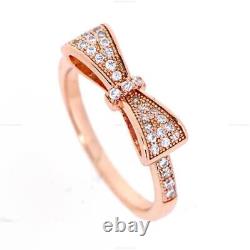 Bow Band Wedding Engagement Diamond Ring 14k Yellow Gold Natural Diamond Jewelry