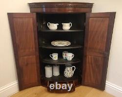 Bow Front Corner Cabinet Hanging Mahogany Georgian Inlaid Delivery Available