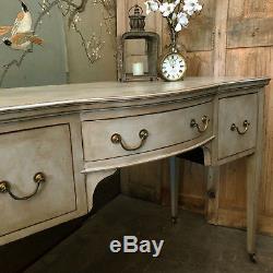 Bow Fronted Vintage Grey Edwardian Dressing Table Desk Basin Base on Casters