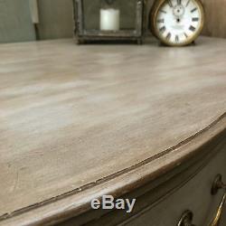 Bow Fronted Vintage Grey Edwardian Dressing Table Desk Basin Base on Casters