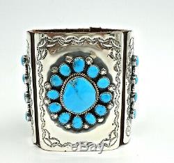 Bow Guard High Grade Kingman Turquoise Sterling Silver Navajo Handmade Leather