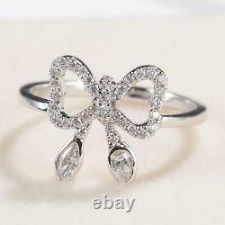 Bow Knot Design Engagement Ring 1.6ct Moissanite White Gold Plated