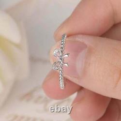 Bow Knot Ribbon Engagement Ring 0.25ct Moissanite White Gold Plated