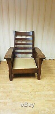 Bow Morris recliner chair mission arts crafts slat wood