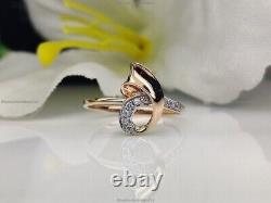 Bow Promise Wedding Ring 14k Yellow Gold Natural Diamond No Stone Jewelry