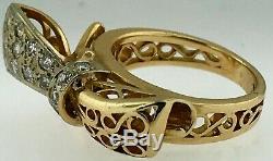 Bow RingSolid 14K GoldNatural Diamonds Set (1/2 Carat)8 grams Size 5 1/2