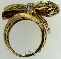 Bow RingSolid 14K GoldNatural Diamonds Set (1/2 Carat)8 grams Size 5 1/2