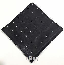 Bow Tie And Pocket Square Set Black Swarovski Crystal Polka Dot Hand Made