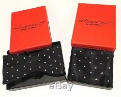 Bow Tie And Pocket Square Set Black Swarovski Crystal Polka Dot Hand Made