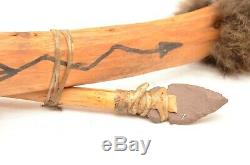 Bow and Arrow HAND Made set wood stone w Stone heads Tribal 42 long