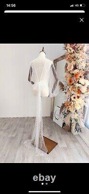 Bridal Pearl organza top with bow. Never worn. Handmade size 10