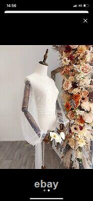 Bridal Pearl organza top with bow. Never worn. Handmade size 10