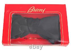 Brioni men's bow tie tied black 100% silk Hand Made in Italy