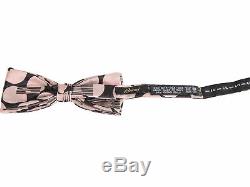 Brioni men's bow tie tied pink black 100% silk Hand Made in Italy