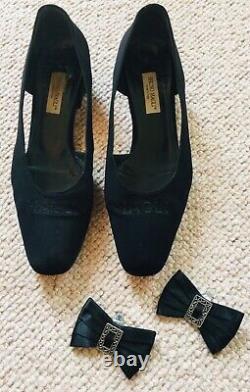 Bruno Magli Court Shoes Black With Clip-on Bow Offers x2 Looks (40.5) UK 7.5