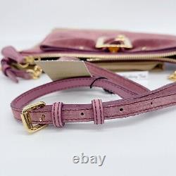 Burberry Suede Leather Bow Peyton Wristlet Crossbody Clutch Dusty Rose Org $795