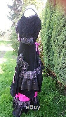 Bustle Hitch Lolita Goth Victorian Dress & Petticoat Size 12/14 Cosplay Ooak