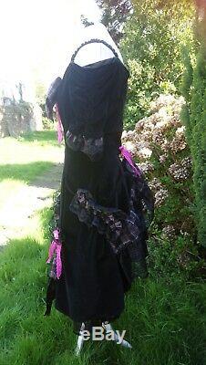 Bustle Hitch Lolita Goth Victorian Dress & Petticoat Size 12/14 Cosplay Ooak