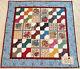 CAPTURE THE MOMENT HANDMADE WALLHANGING QUILT 32x32 Blue Burgundy Beige Bow Tie