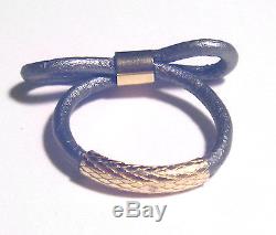 COOL Studio 14k GOLD Leather BOW String Around Your Finger MODERNIST RING 7.5