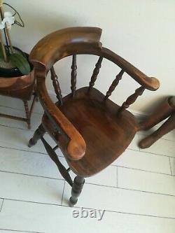 Captains Bow Seat Smokers Chair Oak Antique