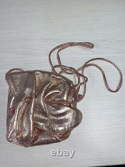 Carlos Falchi Metallic Pink Small Crossbody Handbag Butterfly Style Never Used