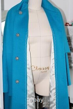 Cashmere overcoat, turquoise coat, Design, size 12 Brand new