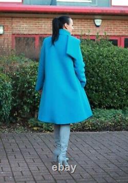 Cashmere overcoat, turquoise coat, Design, size 12 Brand new