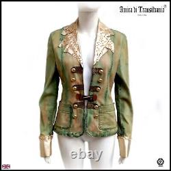 Casual jacket woman fashion autumn spring italian brand embroidered green beads