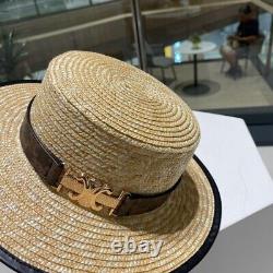 Cel! Ve Letter Box Straw Summer Classic Silk Womens Plain Belt Fastener Hat New