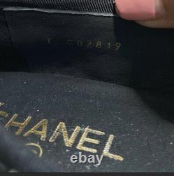 Chanel Ballerina Flats Tweed & Grosgrain Calfskin Leather CC Logo Women's Sz 40C