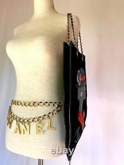 Chanel Rare Vintage Coco Gabrielle Leather Wool Jewel Shopping Tote Bag Couture