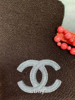 Chanel Rare Vintage Coco Gabrielle Leather Wool Jewel Shopping Tote Bag Couture