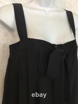 Chanel dress Black Pleated Tank Pearl Button Up Bow Tie Size 36