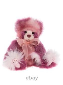 Charlie Bears 2023 Rose Moon Pink Fluffy Long Plush Teddy Bear With Bow