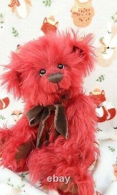 Charlie Bears ENZO WITH TAGS, BAG, MOHAIR, RTD/SOLD OUT 2012 BEAR, RED, 13.5 TALL